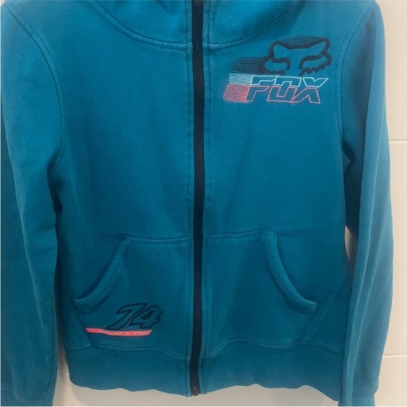 FOX | Teal Zip up Hoodie | XS - Picture 2 of 9